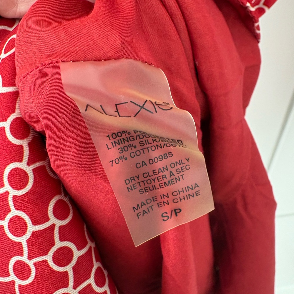 Alexis Red Patterned Long Sleeve Dress S - Picture 9 of 10